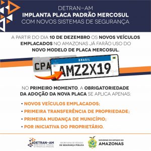 Imagem da notícia - Placa com padrão Mercosul começa ser usada em dezembro no Amazonas