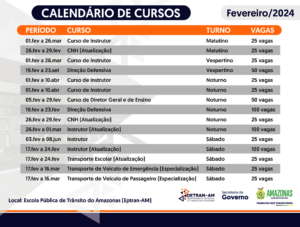 Imagem da notícia - Detran-AM abre inscrições para nove cursos na Escola Pública de Trânsito
